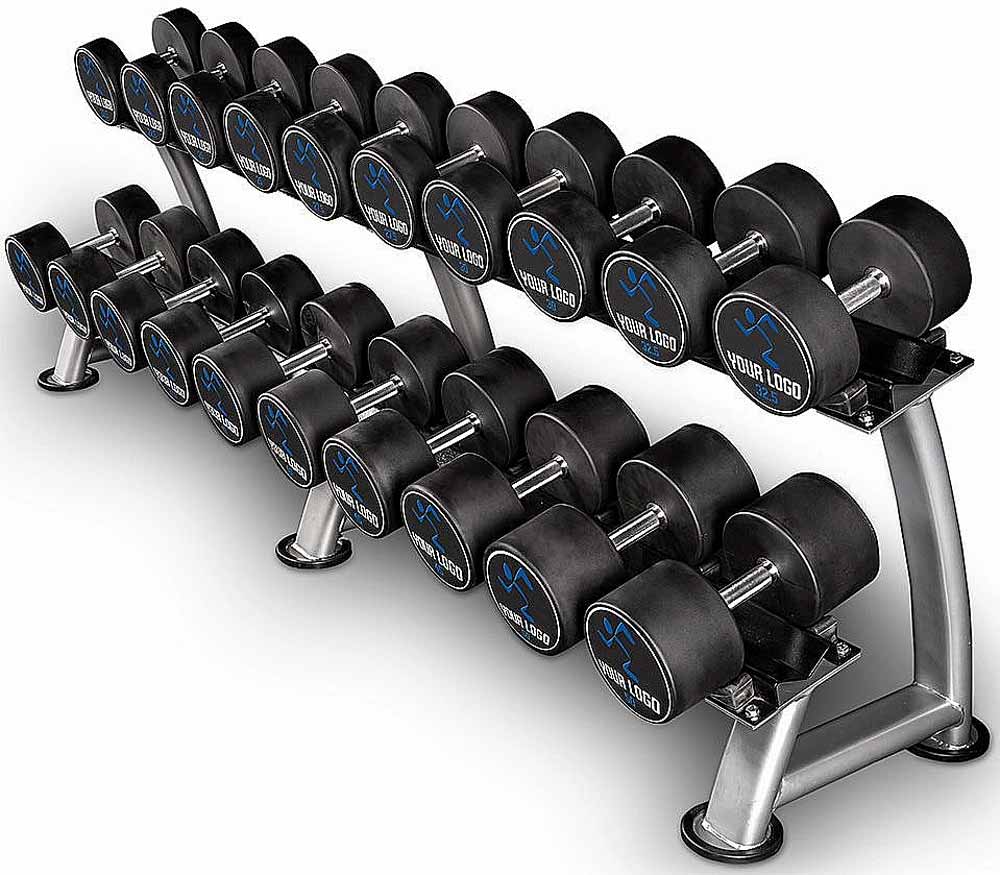 Bild von Polyurethan Dumbbell - Customer Logo - in 2,5 kg Steps - Kompakthantelsatz 5 - 50 kg